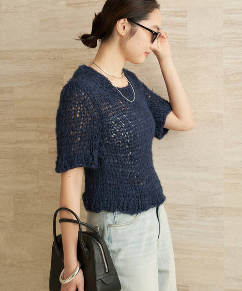 plage(プラージュ)の「ISOBEL CLEO / イザベルクリオ SILK THE CLASSIC TEE ニット(ニット/セーター・レディース・ネイビー・FREE)」の7枚目の写真