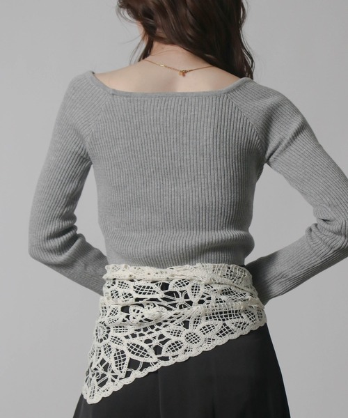 Social GIRL(ソーシャルガール)の「2026SS デコルテリブトップス 長袖トップス(Tシャツ/カットソー・レディース・ネイビー/グレー/オフホワイト/ブラック・M)」の9枚目の写真