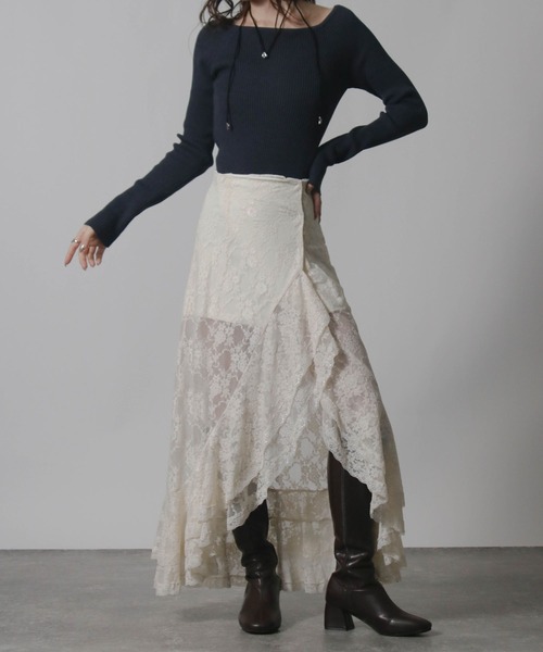 Social GIRL(ソーシャルガール)の「2026SS デコルテリブトップス 長袖トップス(Tシャツ/カットソー・レディース・ネイビー/グレー/オフホワイト/ブラック・M)」の17枚目の写真