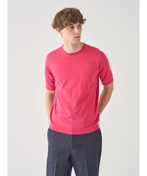 JOHN SMEDLEY(ジョンスメドレー)の「半袖コットンニットTシャツ(ニット/セーター・メンズ・ピンク系その他2・L/M)」の3枚目の写真