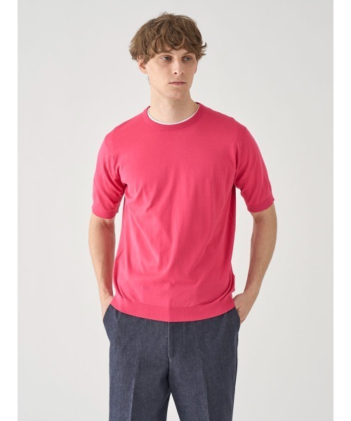 JOHN SMEDLEY(ジョンスメドレー)の「半袖コットンニットTシャツ(ニット/セーター・メンズ・ピンク系その他2・L/M)」の4枚目の写真