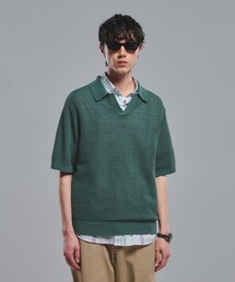 green label relaxing | コットン ナイロン メッシュ スキッパー 半袖 ポロシャツ(ポロシャツ)