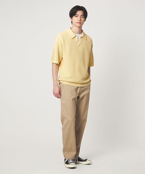 green label relaxing（グリーンレーベルリラクシング）の「コットン ナイロン メッシュ スキッパー 半袖 ポロシャツ（ポロシャツ・メンズ・クリーム/ダークグレー/ケリーグリーン・S/M/L/XL）」の6枚目の写真