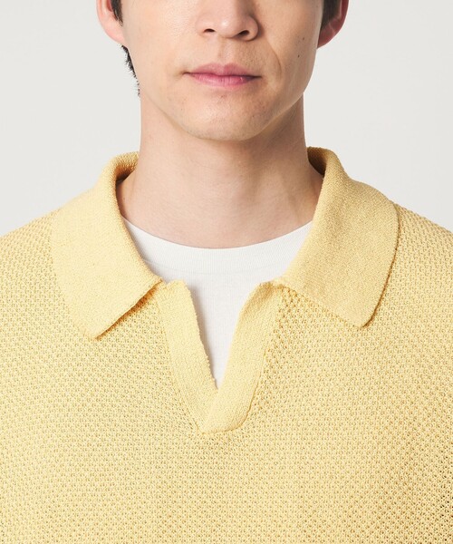 green label relaxing（グリーンレーベルリラクシング）の「コットン ナイロン メッシュ スキッパー 半袖 ポロシャツ（ポロシャツ・メンズ・クリーム/ダークグレー/ケリーグリーン・S/M/L/XL）」の12枚目の写真