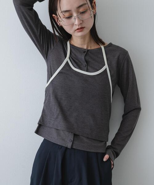 SENSE OF PLACE by URBAN RESEARCH(センスオブプレイスバイアーバンリサーチ)の「アンサンブルカットトップ(Tシャツ/カットソー・レディース・アイボリー/チャコールグレー/ブルー・ONE)」の2枚目の写真