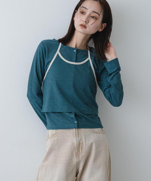 SENSE OF PLACE by URBAN RESEARCH(センスオブプレイスバイアーバンリサーチ)の「アンサンブルカットトップ(Tシャツ/カットソー・レディース・アイボリー/チャコールグレー/ブルー・ONE)」の3枚目の写真