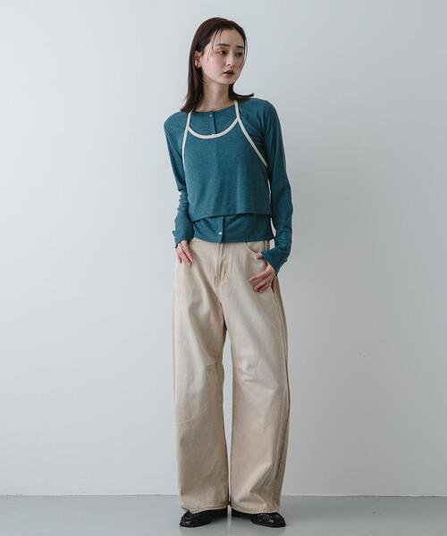 SENSE OF PLACE by URBAN RESEARCH(センスオブプレイスバイアーバンリサーチ)の「アンサンブルカットトップ(Tシャツ/カットソー・レディース・アイボリー/チャコールグレー/ブルー・ONE)」の6枚目の写真