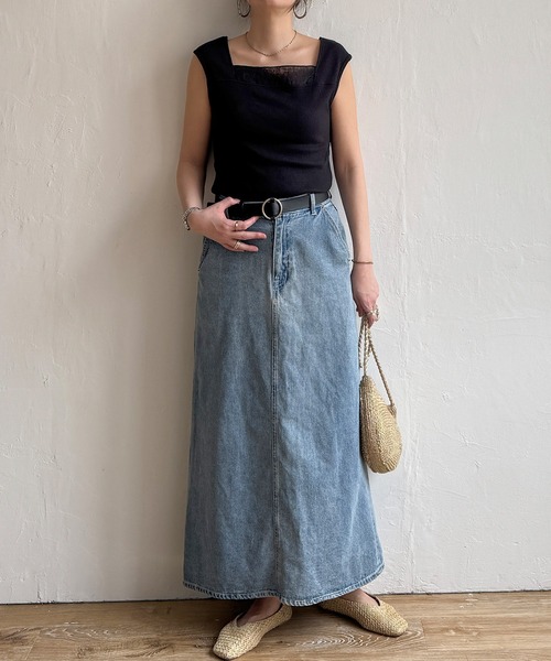 LBC（エルビーシー）の「スクエアネックシアーレイヤードタンクトップ（タンクトップ・レディース・ブラック/ホワイト/ブラウン/ブルー系その他・M/L）」の6枚目の写真