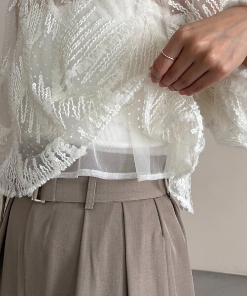 CAPRICIEUX LE'MAGE（カプリシューレマージュ）の「【yuu企画】ジャガードシアーブラウス（シャツ/ブラウス・レディース・ホワイト/ブラック・FREE）」の17枚目の写真