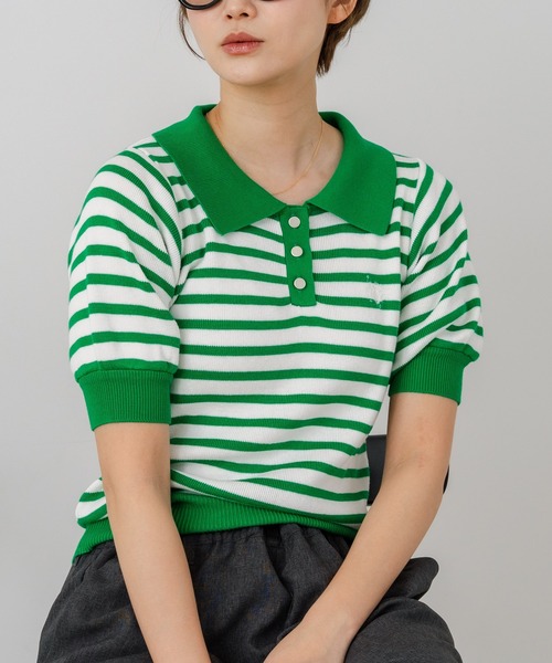 U.S. POLO ASSN.(ユーエスポロアッスン)の「【U.S. POLO ASSN./ユーエスポロアッスン】【なめらか極上タッチ】サマーニットポロ 上品な質感 軽やかで涼しい ロングシーズン活躍(ポロシャツ・レディース・ブラック/ネイビー/グリーン/オフホワイト・LARGE/MEDIUM)」の3枚目の写真