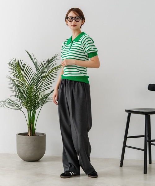 U.S. POLO ASSN.(ユーエスポロアッスン)の「【U.S. POLO ASSN./ユーエスポロアッスン】【なめらか極上タッチ】サマーニットポロ 上品な質感 軽やかで涼しい ロングシーズン活躍(ポロシャツ・レディース・ブラック/ネイビー/グリーン/オフホワイト・LARGE/MEDIUM)」の18枚目の写真
