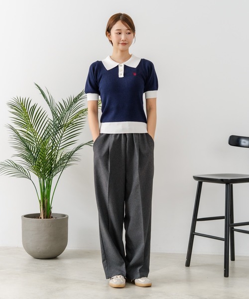 U.S. POLO ASSN.(ユーエスポロアッスン)の「【U.S. POLO ASSN./ユーエスポロアッスン】【なめらか極上タッチ】サマーニットポロ 上品な質感 軽やかで涼しい ロングシーズン活躍(ポロシャツ・レディース・ブラック/ネイビー/グリーン/オフホワイト・LARGE/MEDIUM)」の11枚目の写真