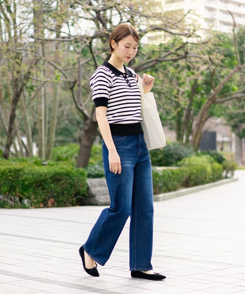U.S. POLO ASSN.(ユーエスポロアッスン)の「【U.S. POLO ASSN./ユーエスポロアッスン】【なめらか極上タッチ】サマーニットポロ 上品な質感 軽やかで涼しい ロングシーズン活躍(ポロシャツ・レディース・ブラック/ネイビー/グリーン/オフホワイト・LARGE/MEDIUM)」の14枚目の写真