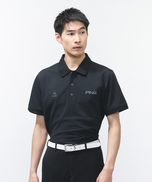 PING(ピン)の「ピン レイブロック半袖ポロシャツ(Tシャツ/カットソー・メンズ・ブラック/ターコイズブルー・M/L/LL)」の2枚目の写真