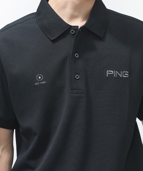 PING(ピン)の「ピン レイブロック半袖ポロシャツ(Tシャツ/カットソー・メンズ・ブラック/ターコイズブルー・M/L/LL)」の7枚目の写真