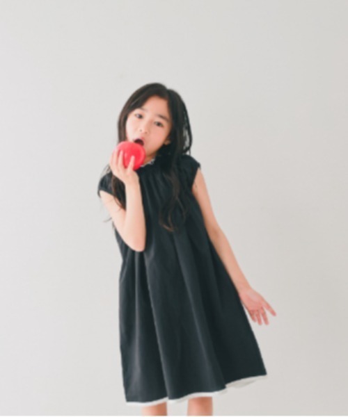 NHT(エヌエイチティー)の「NHT/エヌエイチティー ギャザー ワンピース(ワンピース・キッズ・ラベンダー/ブラック・150cm/140cm/130cm/120cm/160cm/110cm)」の5枚目の写真