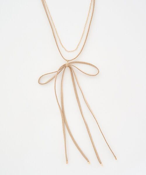 earth music&ecology(アースミュージックアンドエコロジー)の「スエードライクリボンネックレス(ネックレス・レディース・ブラック/ベージュ・FREE)」の5枚目の写真