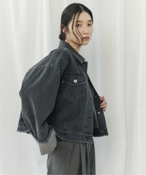 CIEL'AIR(シエルエアー)の「FRINGE DENIM JACKET(フリンジデニムジャケット)(デニムジャケット・レディース・インディゴブルー/ブラック・FREE)」の2枚目の写真