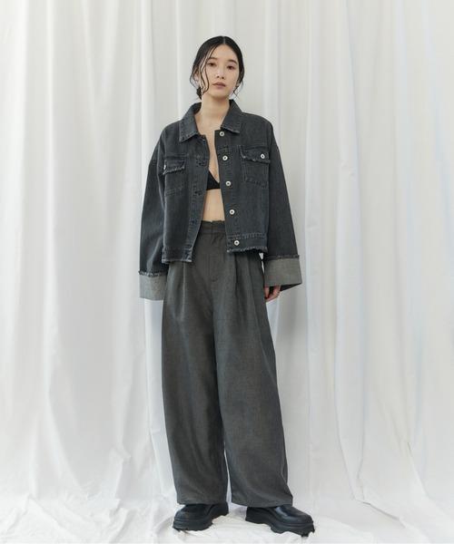CIEL'AIR(シエルエアー)の「FRINGE DENIM JACKET(フリンジデニムジャケット)(デニムジャケット・レディース・インディゴブルー/ブラック・FREE)」の4枚目の写真