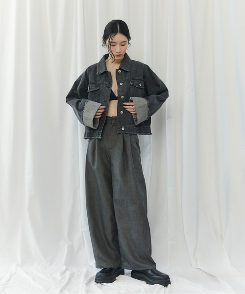 CIEL'AIR(シエルエアー)の「FRINGE DENIM JACKET(フリンジデニムジャケット)(デニムジャケット・レディース・インディゴブルー/ブラック・FREE)」の10枚目の写真