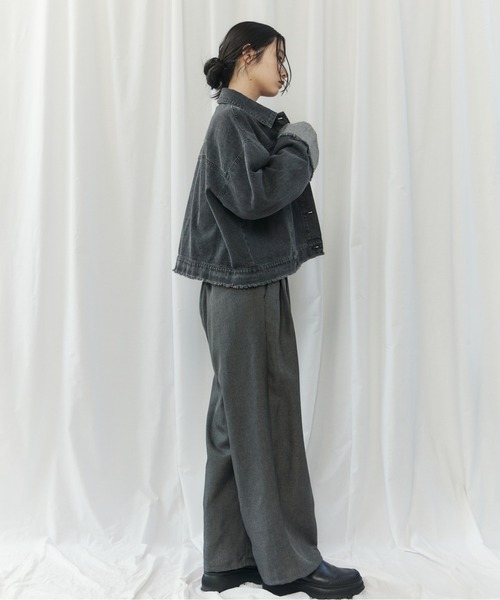CIEL'AIR(シエルエアー)の「FRINGE DENIM JACKET(フリンジデニムジャケット)(デニムジャケット・レディース・インディゴブルー/ブラック・FREE)」の11枚目の写真