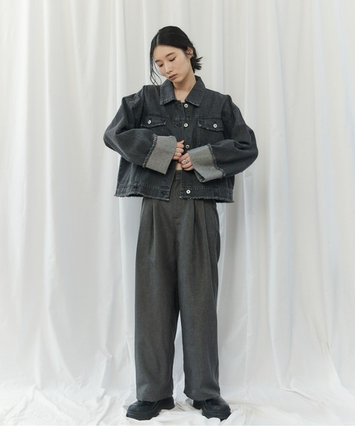 CIEL'AIR(シエルエアー)の「FRINGE DENIM JACKET(フリンジデニムジャケット)(デニムジャケット・レディース・インディゴブルー/ブラック・FREE)」の13枚目の写真