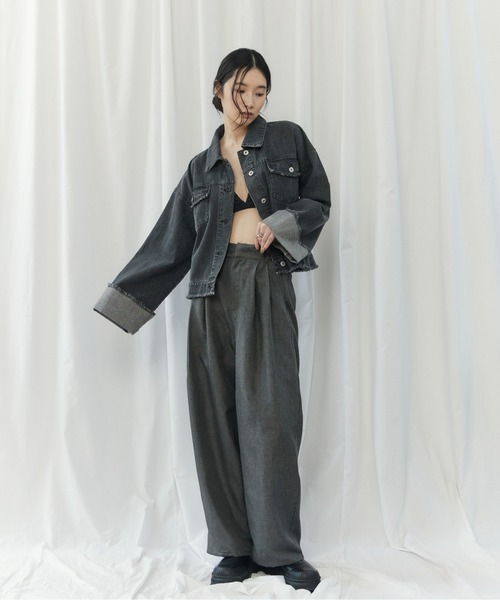 CIEL'AIR(シエルエアー)の「FRINGE DENIM JACKET(フリンジデニムジャケット)(デニムジャケット・レディース・インディゴブルー/ブラック・FREE)」の14枚目の写真