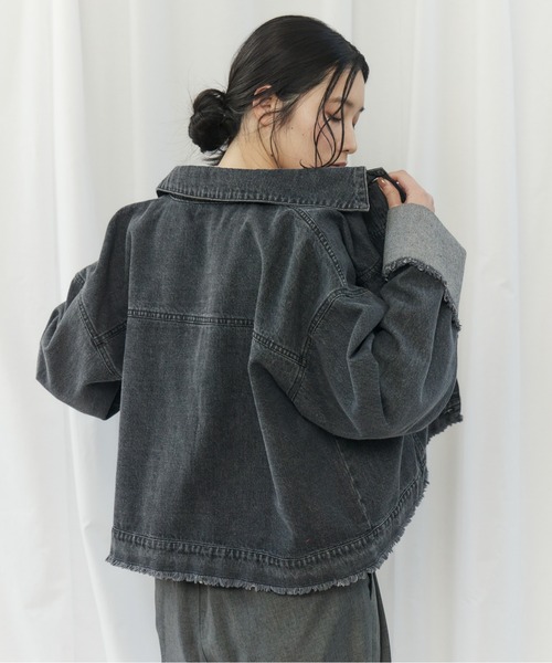 CIEL'AIR(シエルエアー)の「FRINGE DENIM JACKET(フリンジデニムジャケット)(デニムジャケット・レディース・インディゴブルー/ブラック・FREE)」の9枚目の写真