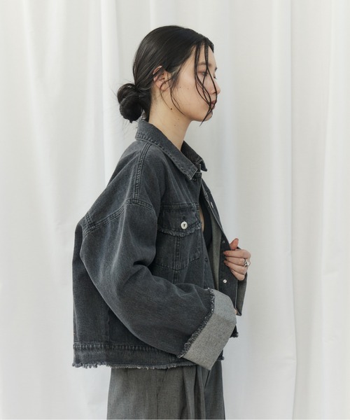 CIEL'AIR(シエルエアー)の「FRINGE DENIM JACKET(フリンジデニムジャケット)(デニムジャケット・レディース・インディゴブルー/ブラック・FREE)」の8枚目の写真