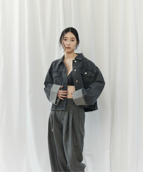 CIEL'AIR(シエルエアー)の「FRINGE DENIM JACKET(フリンジデニムジャケット)(デニムジャケット・レディース・インディゴブルー/ブラック・FREE)」の16枚目の写真