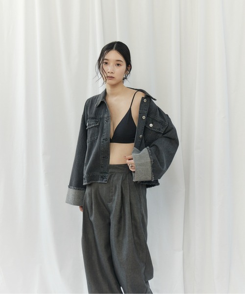 CIEL'AIR(シエルエアー)の「FRINGE DENIM JACKET(フリンジデニムジャケット)(デニムジャケット・レディース・インディゴブルー/ブラック・FREE)」の17枚目の写真