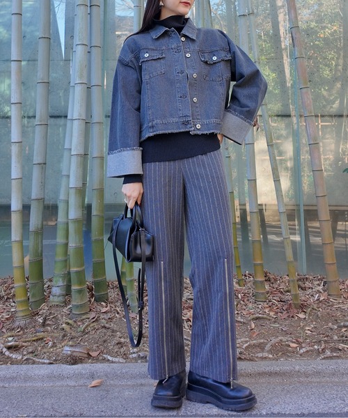 CIEL'AIR(シエルエアー)の「FRINGE DENIM JACKET(フリンジデニムジャケット)(デニムジャケット・レディース・インディゴブルー/ブラック・FREE)」の19枚目の写真