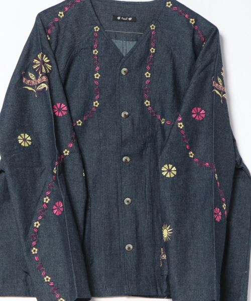 チャイハネ（チャイハネ）の「【チャイハネ】ピピナMEN'Sデニムカーディガン（カーディガン/ボレロ・メンズ・ライトブルー/ネイビー・FREE）」の4枚目の写真