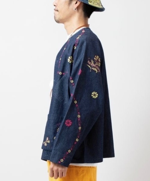 チャイハネ（チャイハネ）の「【チャイハネ】ピピナMEN'Sデニムカーディガン（カーディガン/ボレロ・メンズ・ライトブルー/ネイビー・FREE）」の6枚目の写真