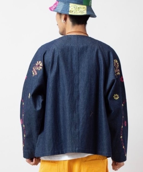 チャイハネ（チャイハネ）の「【チャイハネ】ピピナMEN'Sデニムカーディガン（カーディガン/ボレロ・メンズ・ライトブルー/ネイビー・FREE）」の7枚目の写真