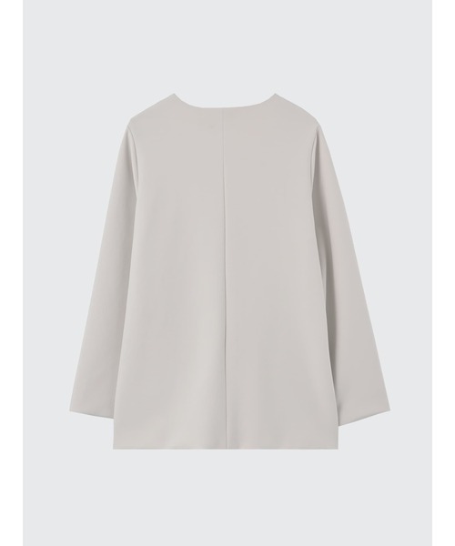 Brown&Street(ブラウンアンドストリート)の「【Refine】 Vネックノーカラージャケット(ノーカラージャケット・レディース・ナチュラル/ブラック・FREE)」の5枚目の写真