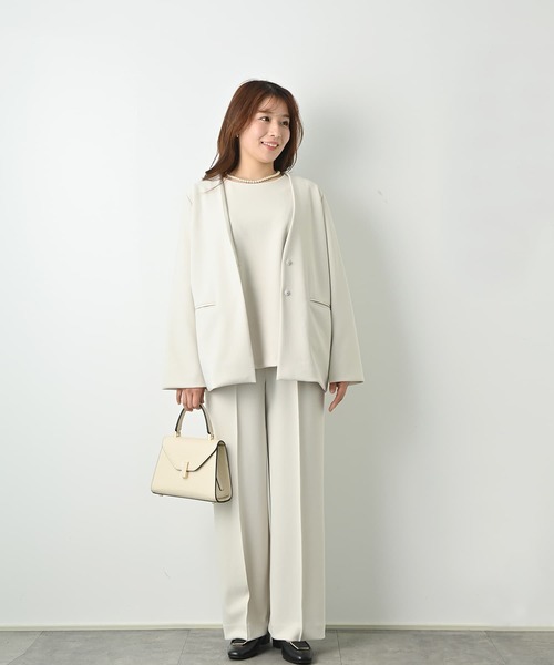 Brown&Street(ブラウンアンドストリート)の「【Refine】 Vネックノーカラージャケット(ノーカラージャケット・レディース・ナチュラル/ブラック・FREE)」の6枚目の写真
