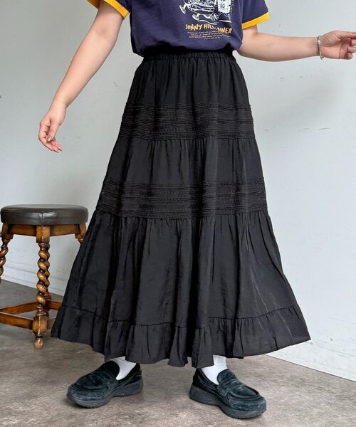 CPCM(シーピーシーエム)の「段刺繍レーススカート(スカート・レディース・アイボリー/ブラック・FREE)」の11枚目の写真
