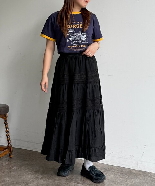 CPCM(シーピーシーエム)の「段刺繍レーススカート(スカート・レディース・アイボリー/ブラック・FREE)」の15枚目の写真