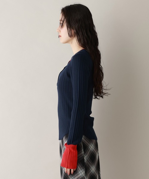 RAGEBLUE（レイジブルー）の「バイカラーヘンリーニット（ニット/セーター・レディース・アイボリー/グレー/ネイビー・FREE）」の7枚目の写真