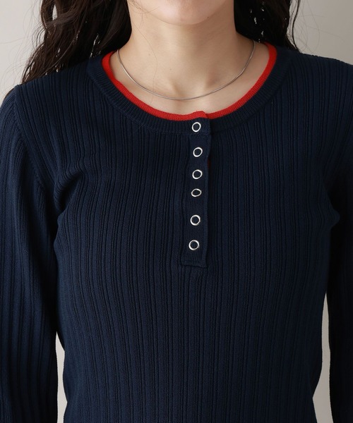 RAGEBLUE（レイジブルー）の「バイカラーヘンリーニット（ニット/セーター・レディース・アイボリー/グレー/ネイビー・FREE）」の10枚目の写真