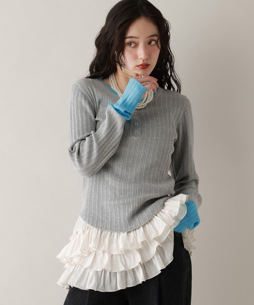 RAGEBLUE（レイジブルー）の「バイカラーヘンリーニット（ニット/セーター・レディース・アイボリー/グレー/ネイビー・FREE）」の19枚目の写真