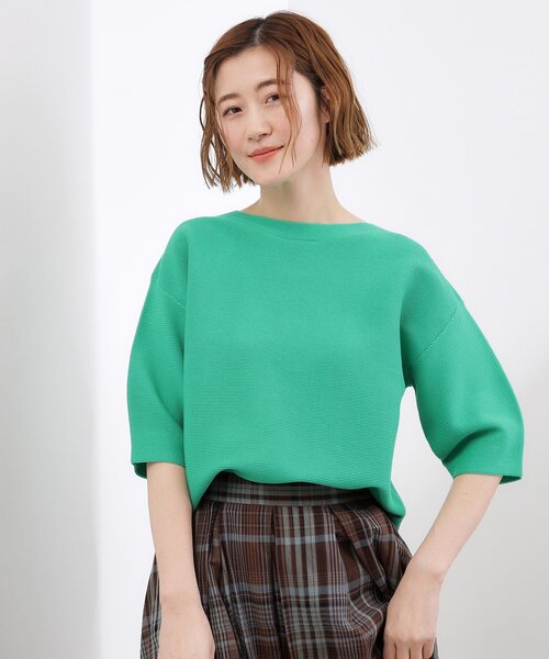 grove（グローブ）の「【貴島明日香さん着用／洗濯機OK】レイヤードにもおすすめ、軽やかクロップドニット（ニット/セーター・レディース・ブラック/オフホワイト/グリーン/ライトグレー/ピンク・02/03/01/05/04）」の19枚目の写真