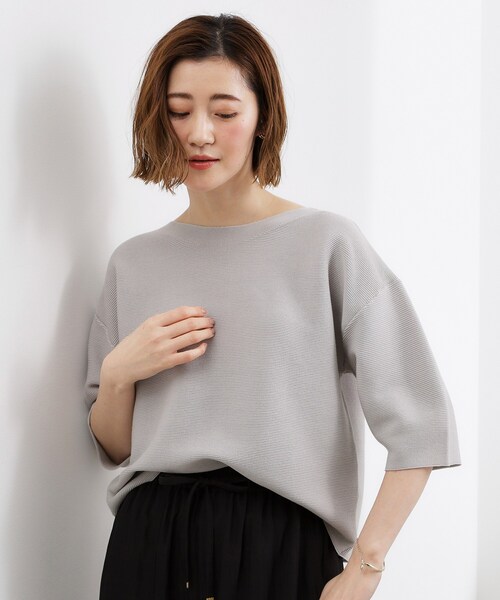grove（グローブ）の「【貴島明日香さん着用／洗濯機OK】レイヤードにもおすすめ、軽やかクロップドニット（ニット/セーター・レディース・ブラック/オフホワイト/グリーン/ライトグレー/ピンク・02/03/01/05/04）」の22枚目の写真