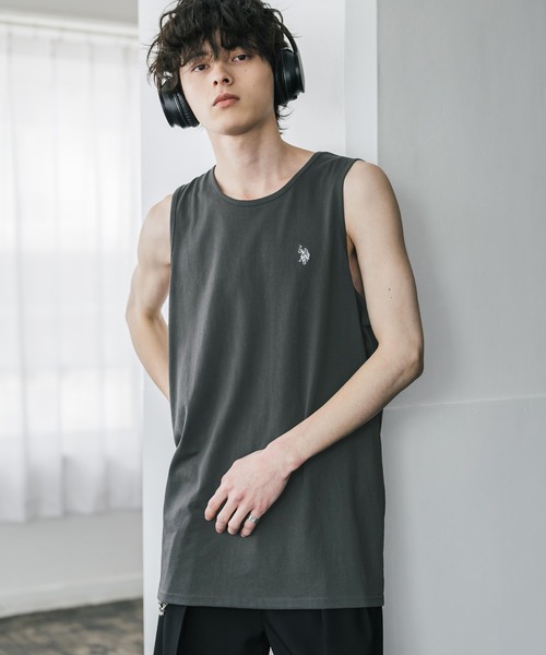 U.S. POLO ASSN.(ユーエスポロアッスン)の「U.S. POLO ASSN. ユーエスポロアッスン 別注コラボワンポイントロゴ刺繍天竺タンクトップ/ノースリーブTee(タンクトップ・メンズ・ホワイト/ベージュ/ブラック/チャコール・L/XL/M)」の10枚目の写真