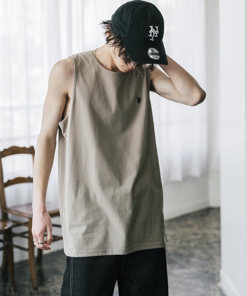 U.S. POLO ASSN.(ユーエスポロアッスン)の「U.S. POLO ASSN. ユーエスポロアッスン 別注コラボワンポイントロゴ刺繍天竺タンクトップ/ノースリーブTee(タンクトップ・メンズ・ホワイト/ベージュ/ブラック/チャコール・L/XL/M)」の16枚目の写真