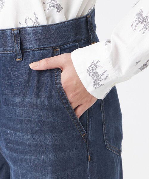 EVEX by KRIZIA(エヴェックスバイクリツィア)の「【マシンウォッシャブル】ラメソフトデニムワイドパンツ(デニムパンツ・レディース・ダークネイビー・40/38/42)」の5枚目の写真
