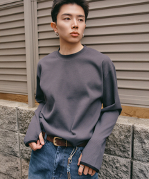 ワッフルフィンガーホールロングスリーブ[ヴィンテージチャコール]