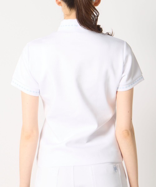 marie claire（マリ・クレール）の「【marie claire:マリ.クレール】レディースストレッチ半袖モックネックシャツ　ゴルフ（シャツ/ブラウス・レディース・ホワイト/ブルー/ブラック・MEDIUM/XX-LARGE/X-LARGE/LARGE）」の6枚目の写真