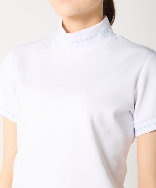 marie claire（マリ・クレール）の「【marie claire:マリ.クレール】レディースストレッチ半袖モックネックシャツ　ゴルフ（シャツ/ブラウス・レディース・ホワイト/ブルー/ブラック・MEDIUM/XX-LARGE/X-LARGE/LARGE）」の7枚目の写真